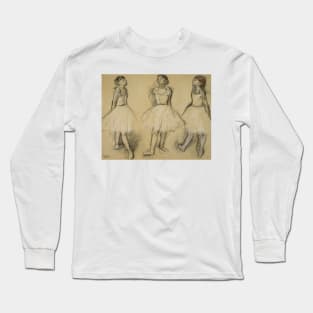 Three Studies of a Dancer in Fourth Position by Edgar Degas Long Sleeve T-Shirt